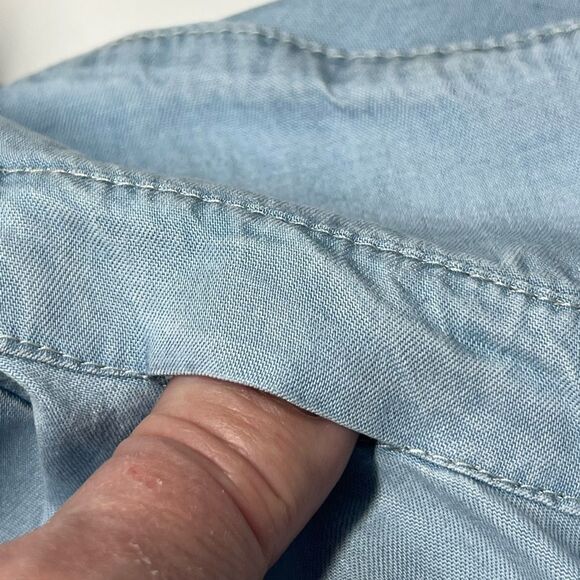 Vintage Owl Chambray Shirt Applique Embroidery Thin Denim Size M button-front - Picture 10 of 16